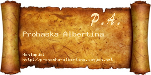 Prohaska Albertina névjegykártya